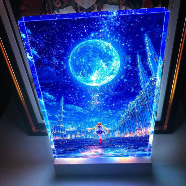 【海外代購】阿喵畫社 美少女戰士水兵月 2cm厚大號特效發光手辦架展示磚 