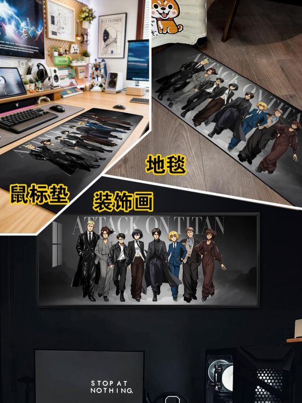 【海外代購】千鳥社 《最後的調查兵團》進擊的巨人地毯鼠標墊裝飾畫 