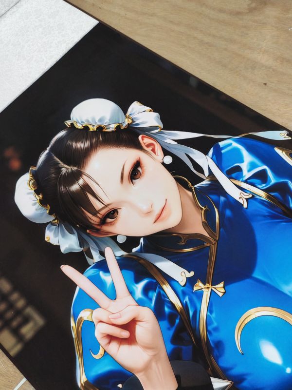 【海外代購】阿喵畫社 春麗 國風捲軸錦緞高清精裱畫 