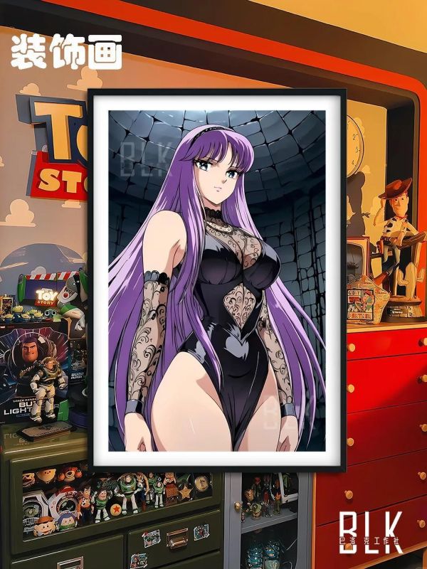 【海外代購】巴洛克《黑裙雅典娜》黃金聖鬥士星矢裝飾畫冰箱貼 