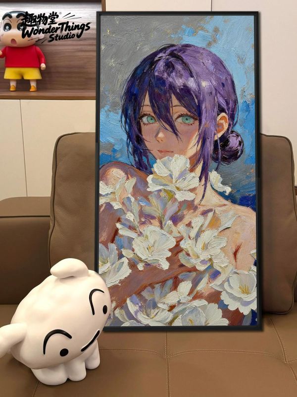 【海外代購】趣物堂 《油畫百合蕾塞》電鋸人肌理油畫復古風格裝飾畫 