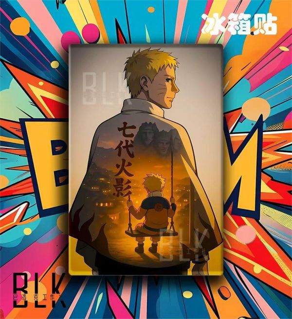 【海外代購】巴洛克 《七代火影》宇智波火影忍者漩渦鳴九尾人仙人模式Naruto動漫裝飾畫冰箱貼 
