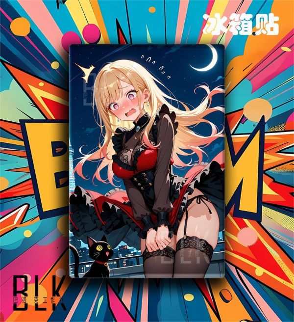【海外代購】巴洛克 《黑貓喜多川》更衣人偶墜入愛河裝飾畫冰箱貼 