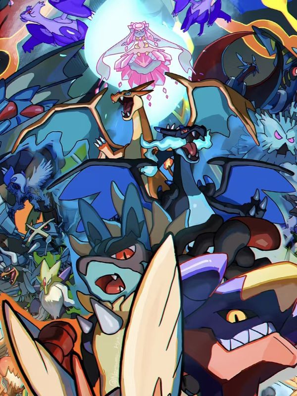 【海外代購】星空 寶可夢xy mega進化噴火龍超夢 裝飾畫 