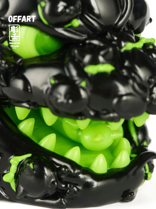 【預定】OFFART 阿壬 百貓紅蓮 Mini 迷你招財頭雕－墨翠曜夜 