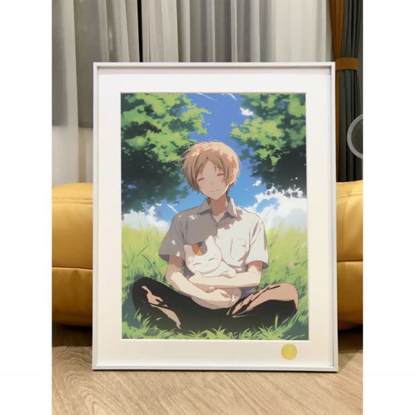 【海外代購】星空 夏目貴志 夏目友人帳斑貓咪老師裝飾畫 