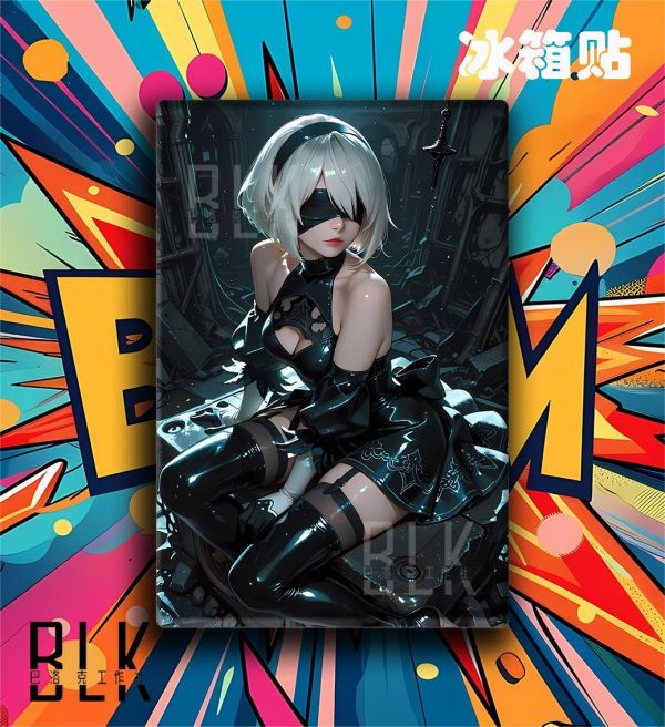 【海外代購】巴洛克 《廢墟尤尼哈》2B尼爾機械紀元夜刃二號B型遊戲裝飾畫冰箱貼 