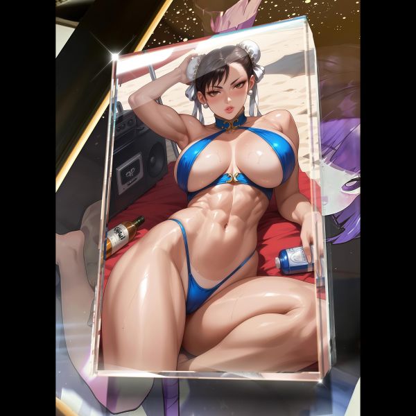 【海外代購】阿喵畫社 第七十四彈動漫卡磚沙灘風情春日 亞克力加厚紀念收藏磚卡磚 4公斤大護腕滑鼠墊 