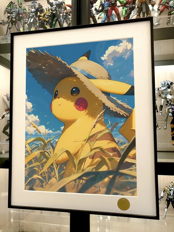 【海外代購】星空 《草帽皮卡丘》寶可夢神奇寶貝Gengar寵物小精靈Pikachu二次元裝飾畫 