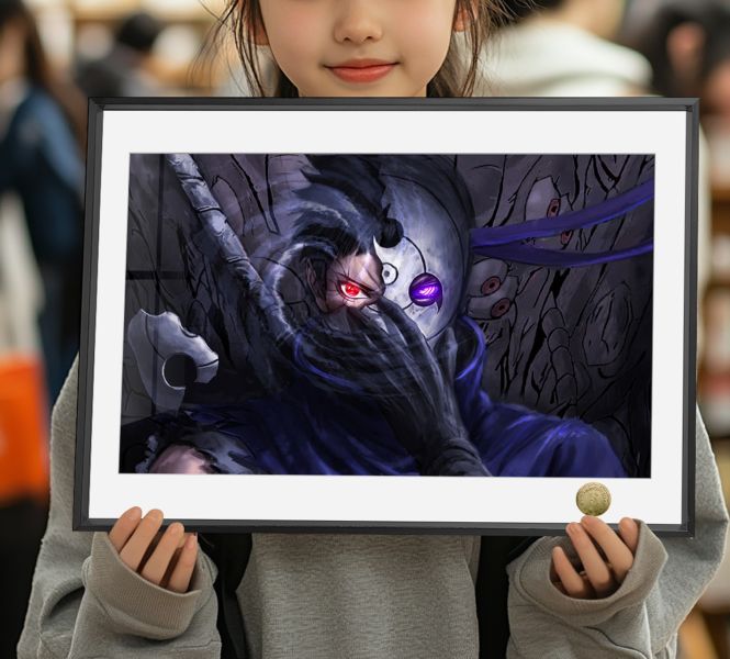 【海外代購】皇呱 《輪迴寫輪眼帶土》 火影忍者第四次忍界大戰時期左輪回眼，右寫輪眼帶土週邊裝飾畫 午睡毯 地毯 