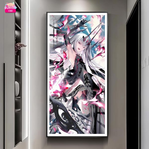 【海外代購】阿喵畫社 黑槍妖華 FGO梅柳齊娜 8k主題高清裝飾畫 午睡毛毯 床頭地墊 牆面掛毯 冰箱貼 