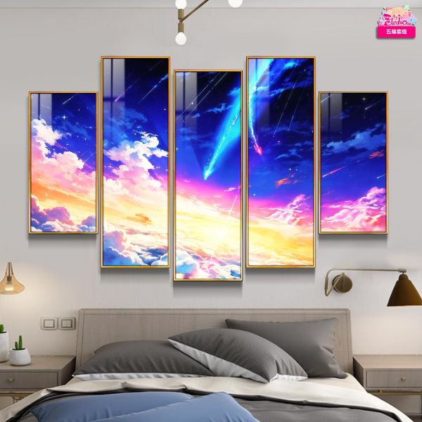 【海外代購】阿喵畫社 你的名字彗星墜落 新品12K超清異形套組裝飾畫 發光滑鼠墊 