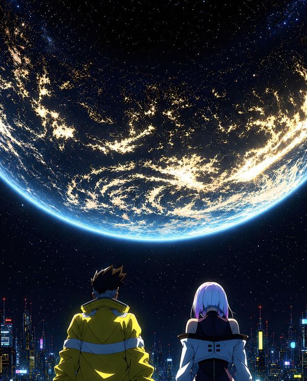 【海外代購】H2 《天台露西大衛》賽博龐克邊緣行者Lucy動漫裝飾畫 