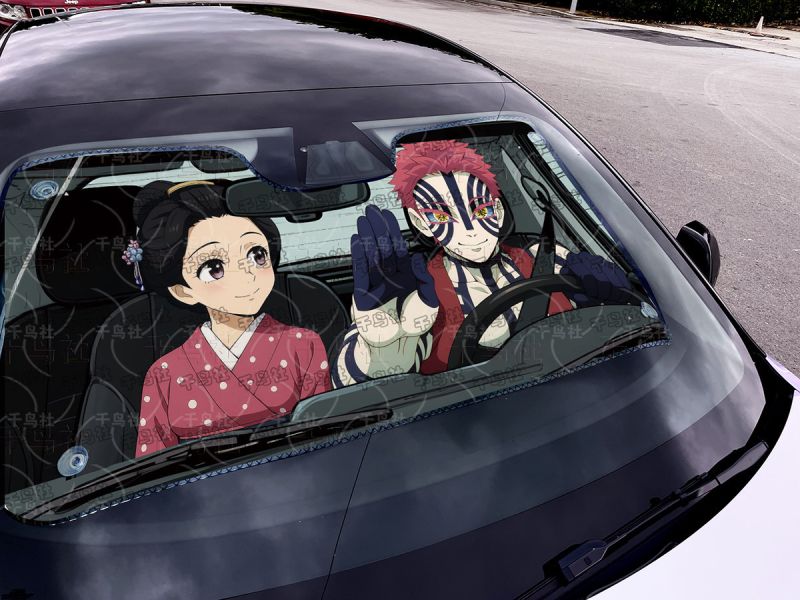 【海外代購】千鳥社 《汽車前擋遮陽猗窩座》二次元汽車遮陽防曬前擋開車鬼滅之刃猗窩座十二鬼月上弦之叁 
