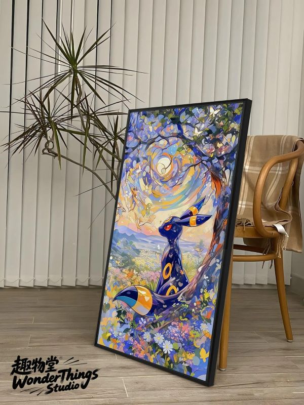 【海外代購】趣物堂 《梵高星野繁花樹間》寶可夢肌理油畫裝飾畫 