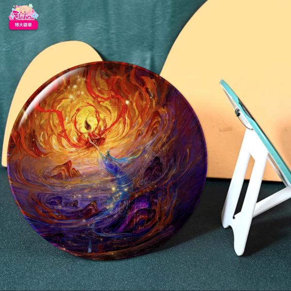 【海外代購】阿喵畫社 哪吒敖丙水火同生五幅套組 異形套組裝飾畫 特大徽章 發光滑鼠墊  地墊 