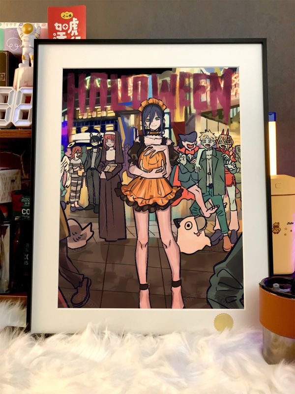 【海外代購】星空 《萬聖蕾塞》電鋸人reze鏈鋸人蕾塞篇Chainsaw Man電次瑪奇瑪帕瓦動畫裝飾畫