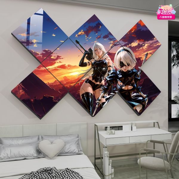 【海外代購】阿喵畫社 尤爾哈的黃昏 尼爾機械紀元2BA2八宮格 超清八宮格卡磚背景牆 滑鼠墊 床頭地墊 