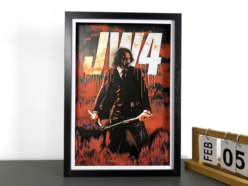 【海外代購】【32*44CM】疾速追殺John Wick基努里維斯捍衛任務3D立體裝飾畫掛畫 