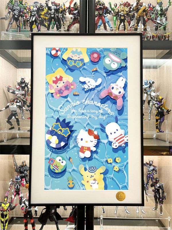 【海外代購】星空 泳池三麗歐 Kitty玉桂狗大眼蛙美樂蒂裝飾畫 