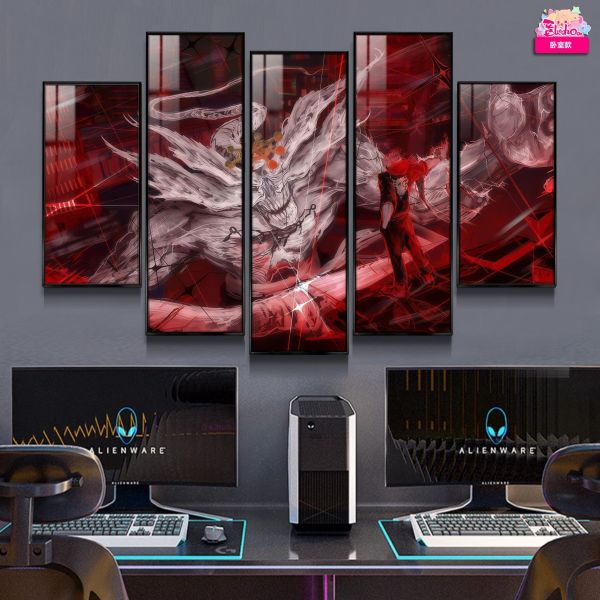 【海外代購】阿喵畫社 宿儺對戰魔虛羅 無限斬擊 咒術回戰新品異形套組裝飾畫 床頭地墊 發光滑鼠墊 