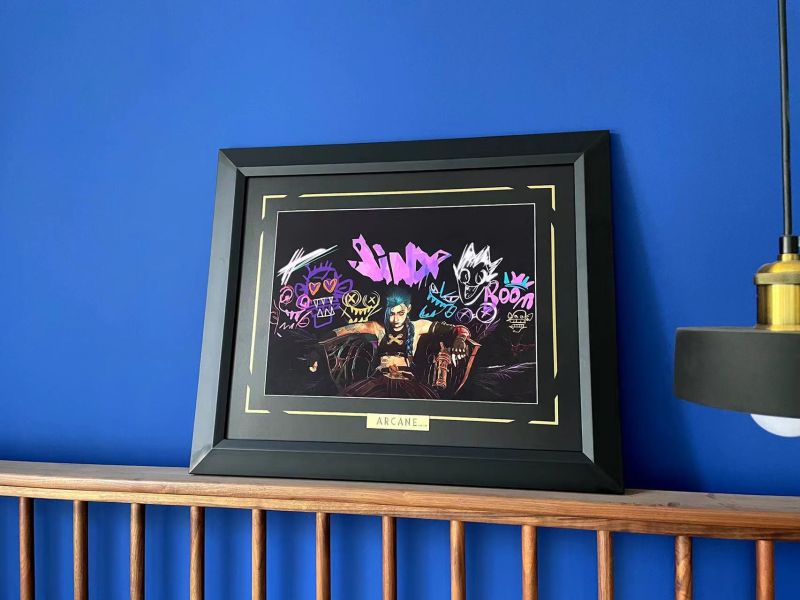 【海外代購】千鳥社 《英雄聯盟：雙城之戰》金克絲暴暴Jinx螢光潮流裝飾畫 