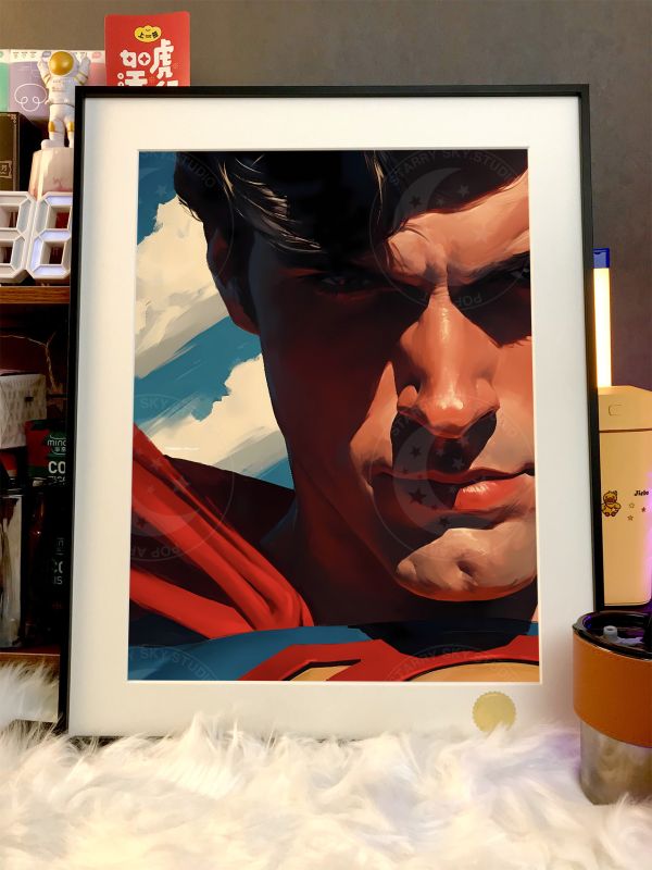 【海外代購】星空《大超》dc鋼鐵之軀克拉克superman動漫二次元裝飾畫 