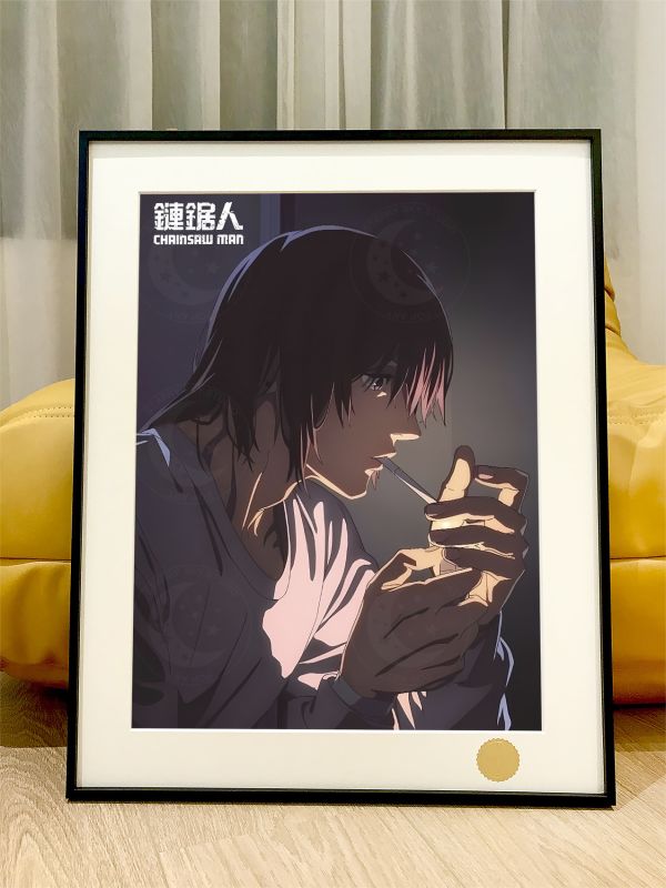 【海外代購】星空 《點煙早川秋》Chainsaw Man電鋸人瑪奇瑪帕瓦電次蕾塞篇鏈鋸人動漫裝飾畫
