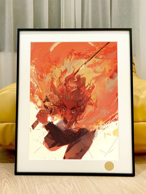 【海外代購】星空 《紅色炎柱》煉獄杏壽郎狛治戀雪鬼滅之刃無限城篇猗窩座動漫裝飾畫 