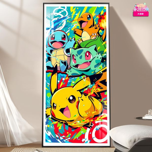 【海外代購】阿喵畫社 開心暴擊 寶可夢 大豎新品8k主題高清裝飾畫 床頭地墊 冰箱貼 