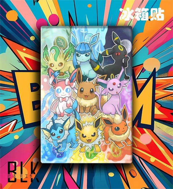 【海外代購】巴洛克 伊布全家福神奇寶貝寵物小精靈裝飾畫/亞克力冰箱貼 