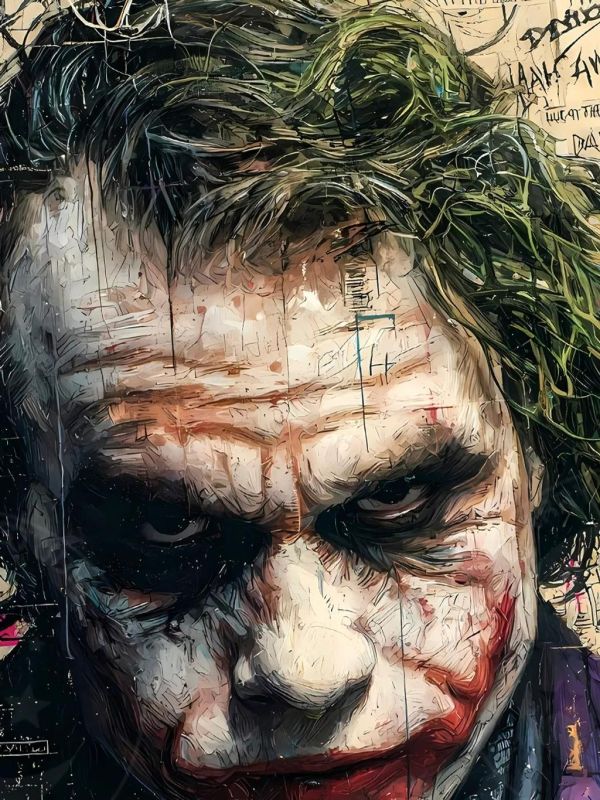 【海外代購】星空 《塗鴉小丑》希斯·萊傑Joker哥譚市蝙蝠俠DC裝飾畫 