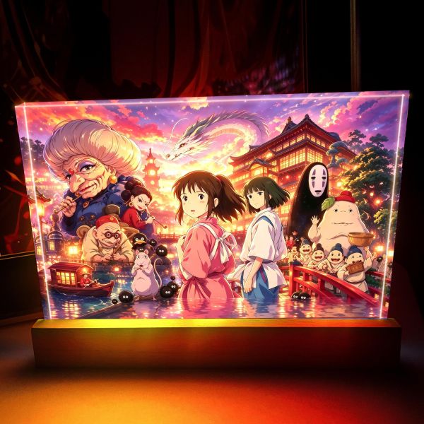 【海外代購】阿喵畫社 千尋哈爾波妞宮崎駿三部曲 23cm大特效發光手辦架展示磚塊 