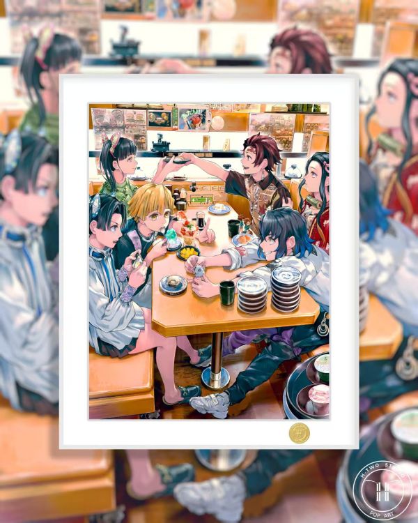 【海外代購】H2 《聚餐鬼滅之刃》炭治郎我妻善逸祢豆子嘴平伊之助動​​漫二次元裝飾畫 