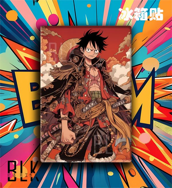 【海外代購】巴洛克 《國風魯夫》海賊王onepiece尼卡五檔娜美索隆動漫二次元裝飾畫冰箱貼