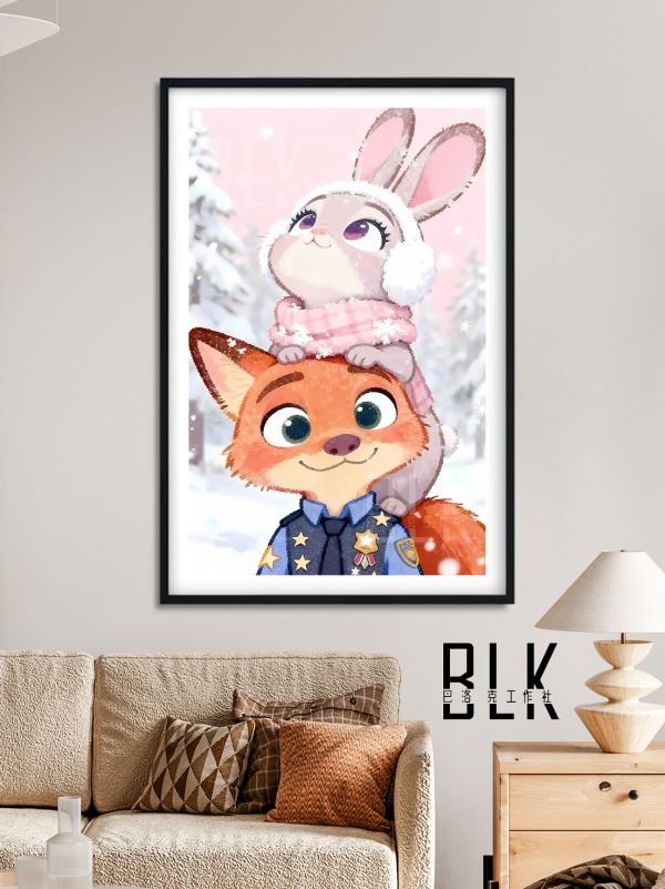 【海外代購】巴洛克 《雪地動物城》尼克狐兔子警官瘋狂動物城Zootopia2閃電動漫裝飾畫冰箱貼 