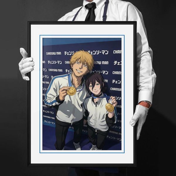 【海外代購】千鳥社 《冠軍 電次與蕾塞》 電次蕾塞鏈鋸人花式滑冰冠軍午睡毯地毯裝飾畫 