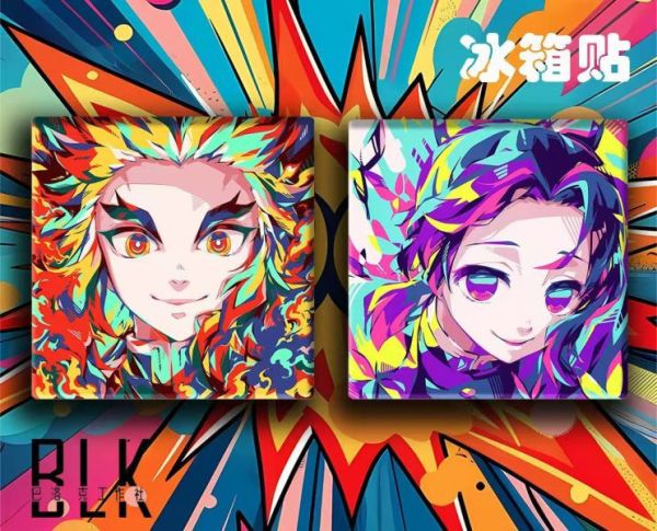 【海外代購】巴洛克 炫彩鬼滅之刃九柱炎柱蟲柱裝飾畫/冰箱貼 