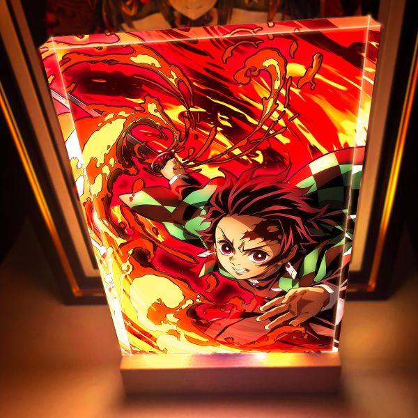 【海外代購】阿喵畫社 壹之型 圓舞炭治郎 鬼滅之刃大號特效發光手辦架展示磚 