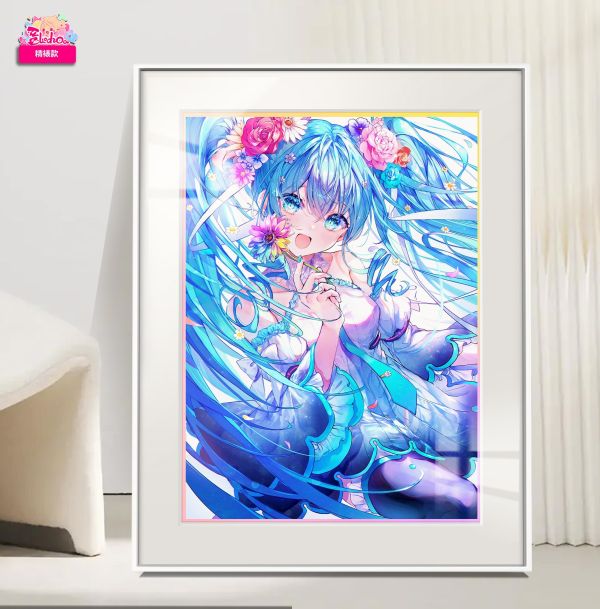 【海外代購】阿喵畫社 七彩小雛菊 臻彩款初音未來 展館級12k收藏超清精裱畫 床頭地墊 