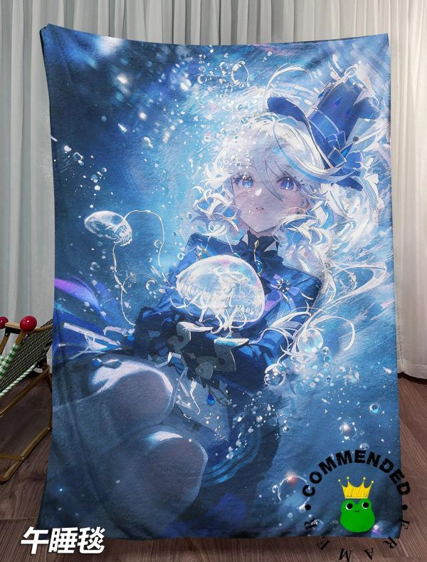【海外代購】皇呱 《氣泡裏的夢》原神水母與芙寧娜裝飾畫 午睡毯 地毯 