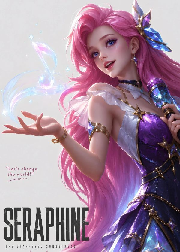 【海外代購】H2工作室《薩勒芬妮》英雄聯盟Lol星籟歌姬小薩裝飾畫 