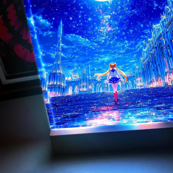 【海外代購】阿喵畫社 美少女戰士水兵月 2cm厚大號特效發光手辦架展示磚 