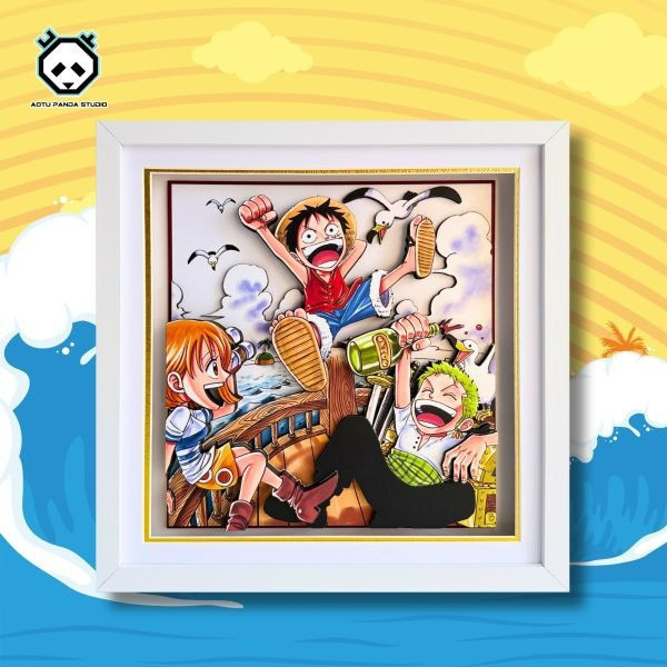 【海外代購】凹凸panda 海賊王夢想啓航漫畫魯夫手作紙藝立體裝飾掛畫 
