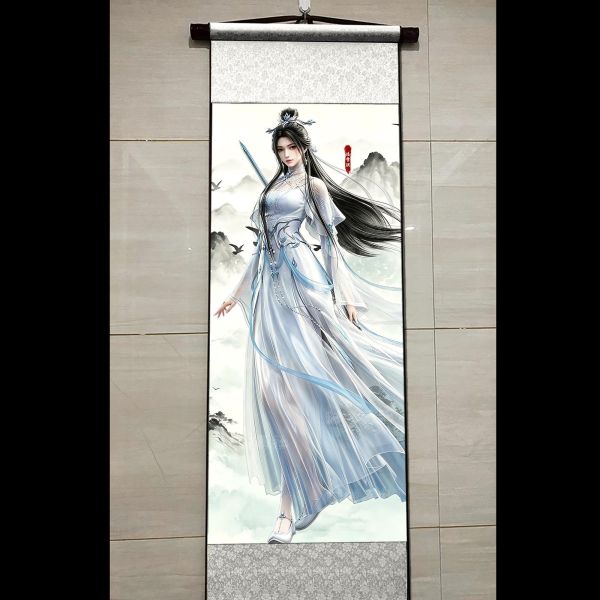 【海外代購】阿喵畫社 國色天香 陸雪琪全身像捲軸畫 國風捲軸錦緞高清精裱畫 