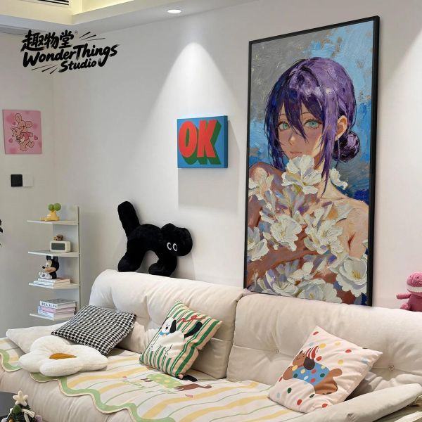 【海外代購】趣物堂 《油畫百合蕾塞》電鋸人肌理油畫復古風格裝飾畫 