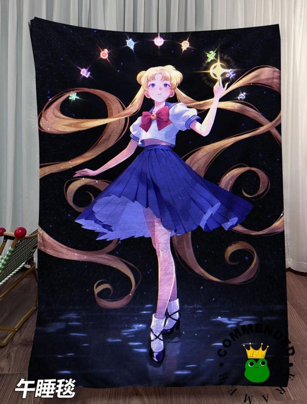 【海外代購】皇呱 《月光下的愛與正義》美少女戰士月野兔裝飾畫 午睡毯 地毯 