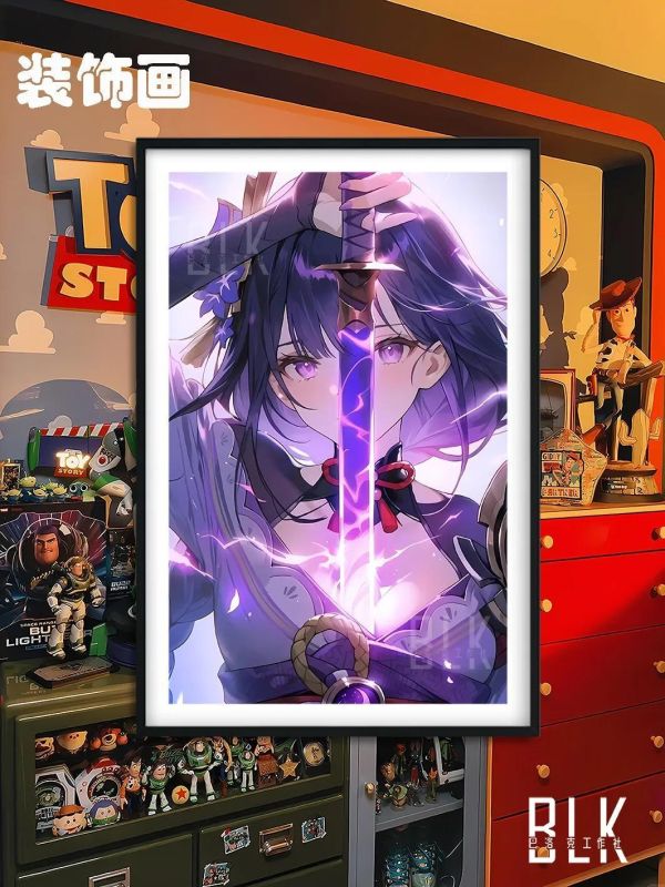 【海外代購】巴洛克《拔劍雷電》雷電將軍原神裝飾畫冰箱貼 