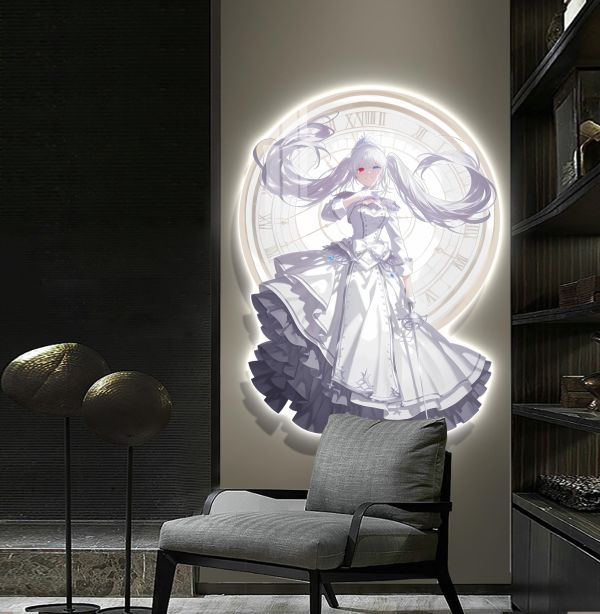 【海外代購】阿喵畫社 狂狂帝 白之女王 超大常亮氣氛裝飾燈帶畫 