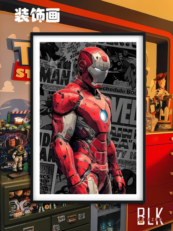 【海外代購】巴洛克 復古鋼鐵人漫威Iron Man東尼史塔克鐵人唐尼動漫裝飾畫 